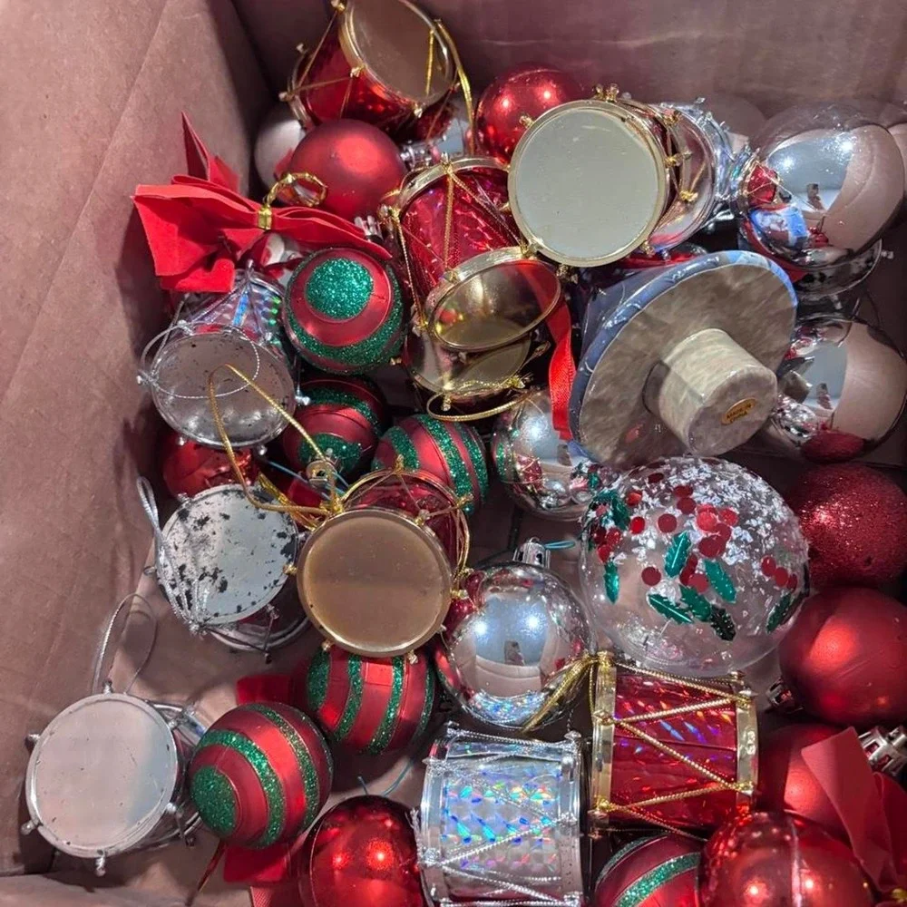 MEGA Holiday Ornament Bundle!  Silver & Red Baubles